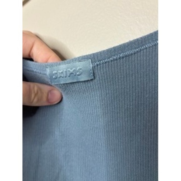 Skims Cotton Rib Tank Top Dusty Blue Scoop Neck Ribbed Sleeveless Shirt Medium - Picture 4 of 4